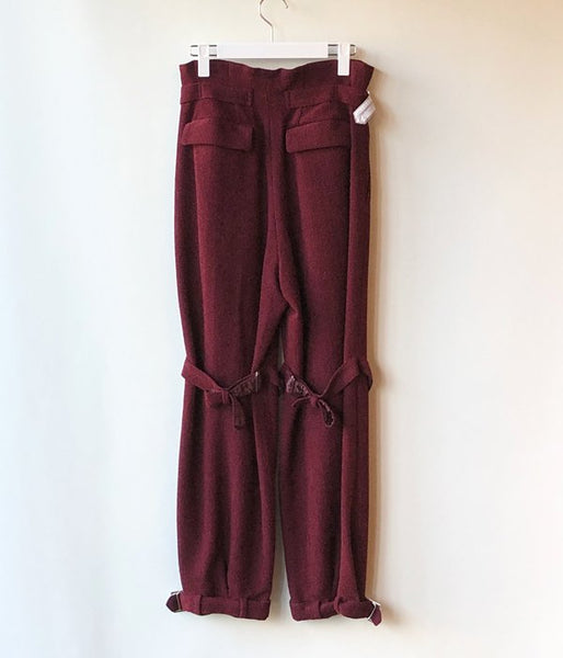 FUMIKA_UCHIDA/MOLE DOBBY_BELTED SLACKS(BORDEAUX)