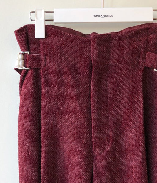 FUMIKA_UCHIDA/MOLE DOBBY_BELTED SLACKS(BORDEAUX)
