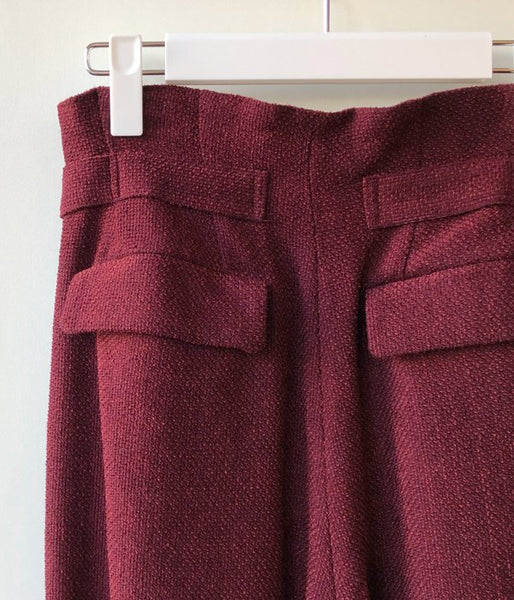 FUMIKA_UCHIDA/MOLE DOBBY_BELTED SLACKS(BORDEAUX)