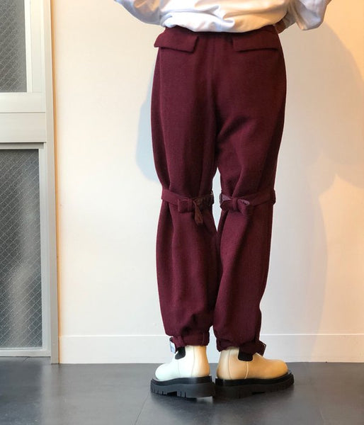 FUMIKA_UCHIDA/MOLE DOBBY_BELTED SLACKS(BORDEAUX)