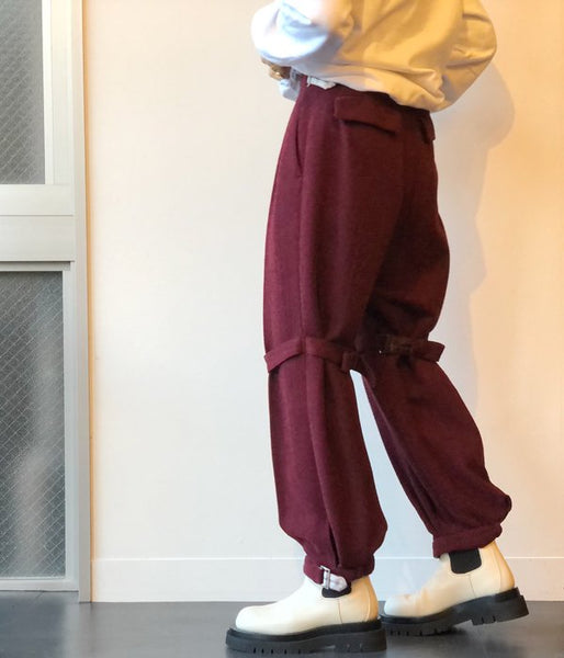 FUMIKA_UCHIDA/MOLE DOBBY_BELTED SLACKS(BORDEAUX)