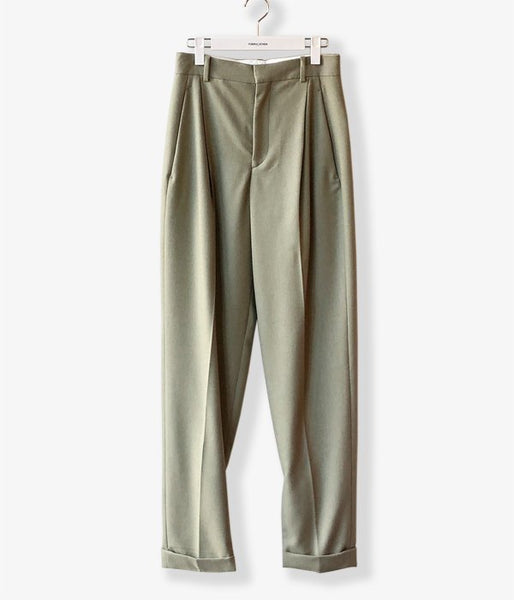 FUMIKA_UCHIDA/LIGHT WOOL FLANO_1TUCK SLACKS(SAGE)