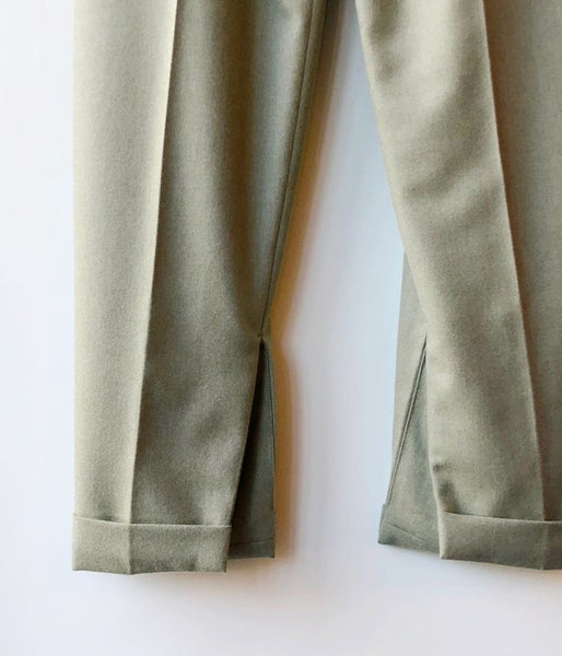 FUMIKA_UCHIDA/LIGHT WOOL FLANO_1TUCK SLACKS(SAGE)