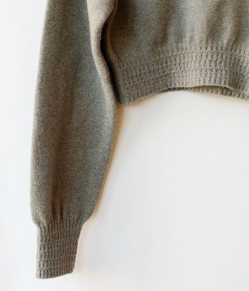 FUMIKA_UCHIDA/7G CASHMERE_CREW-NECK SHORT SWEATER(SAGEGREY)