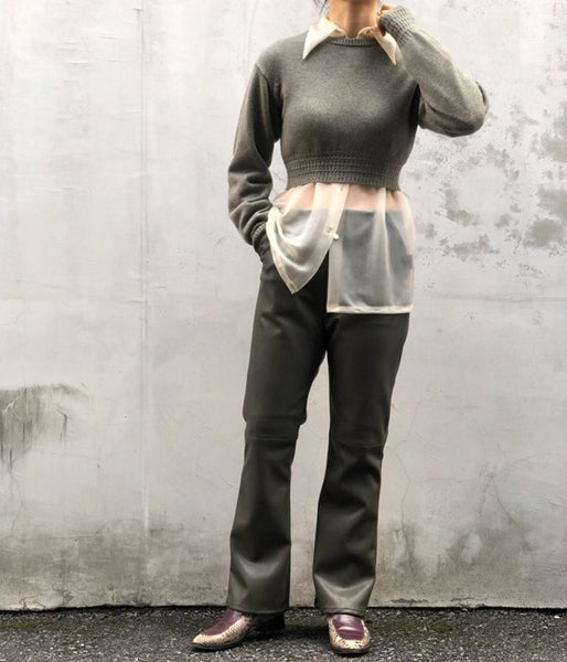 FUMIKA_UCHIDA/7G CASHMERE_CREW-NECK SHORT SWEATER(SAGEGREY)
