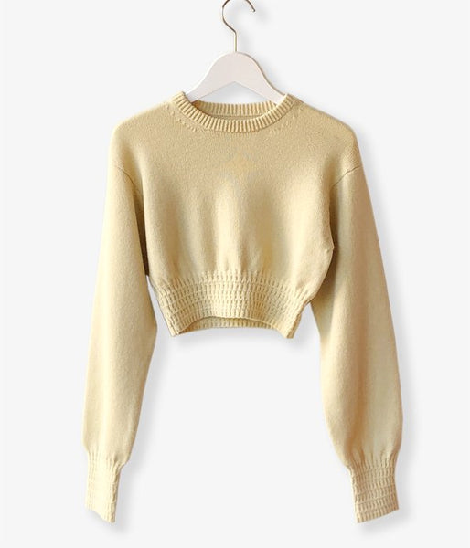 FUMIKA_UCHIDA/7G CASHMERE_CREW-NECK SHORT SWEATER(BONE)