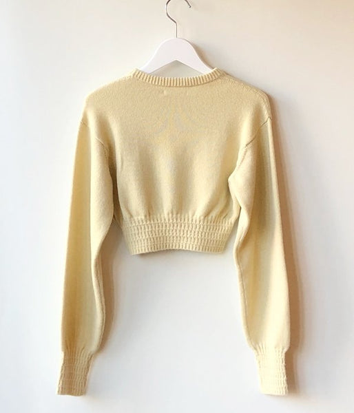 FUMIKA_UCHIDA/7G CASHMERE_CREW-NECK SHORT SWEATER(BONE)