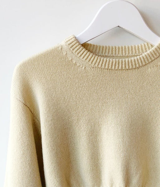 FUMIKA_UCHIDA/7G CASHMERE_CREW-NECK SHORT SWEATER(BONE)