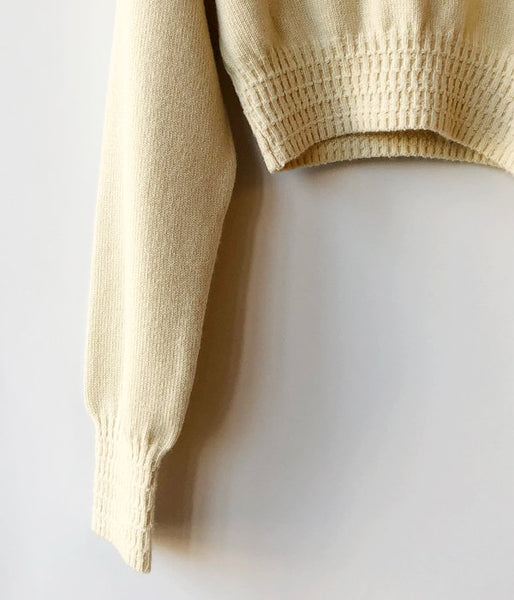 FUMIKA_UCHIDA/7G CASHMERE_CREW-NECK SHORT SWEATER(BONE)
