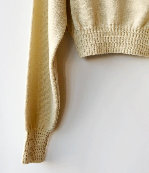 FUMIKA_UCHIDA/7G CASHMERE_CREW-NECK SHORT SWEATER(BONE)