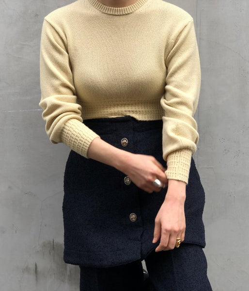 FUMIKA_UCHIDA/7G CASHMERE_CREW-NECK SHORT SWEATER(BONE)