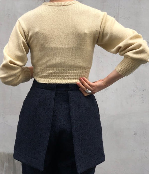 FUMIKA_UCHIDA/7G CASHMERE_CREW-NECK SHORT SWEATER(BONE)