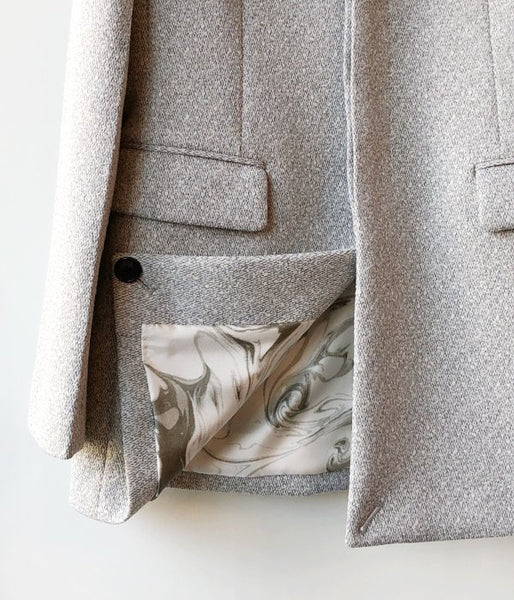 FUMIKA_UCHIDA/POLITWEED_SEMI-NOTCHED SINGLE JACKET(L.GREY)