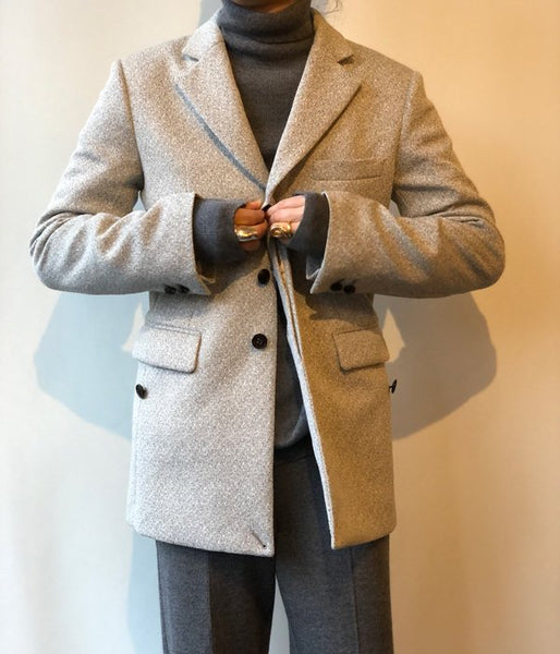 FUMIKA_UCHIDA/POLITWEED_SEMI-NOTCHED SINGLE JACKET(L.GREY)