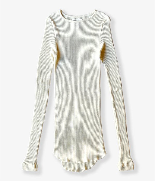 FUMIKA_UCHIDA/WOOL/SILK_NEEDLE DRAWING CREW-NECK(O.WHITE)