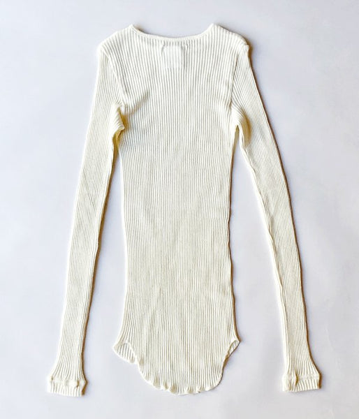 FUMIKA_UCHIDA/WOOL/SILK_NEEDLE DRAWING CREW-NECK(O.WHITE)