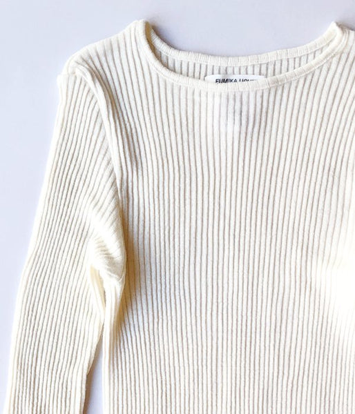 FUMIKA_UCHIDA/WOOL/SILK_NEEDLE DRAWING CREW-NECK(O.WHITE)