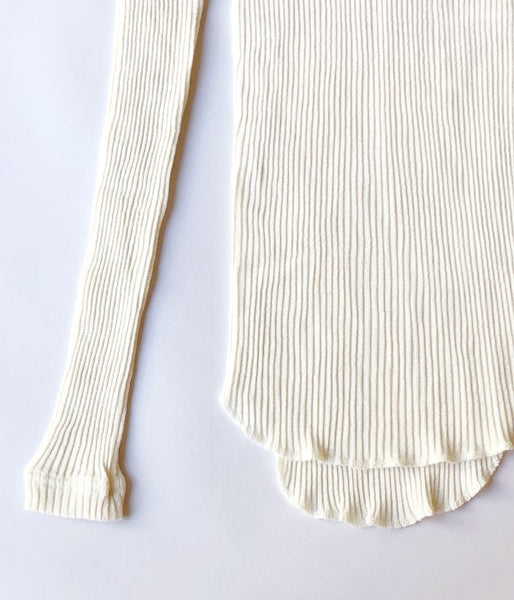 FUMIKA_UCHIDA/WOOL/SILK_NEEDLE DRAWING CREW-NECK(O.WHITE)