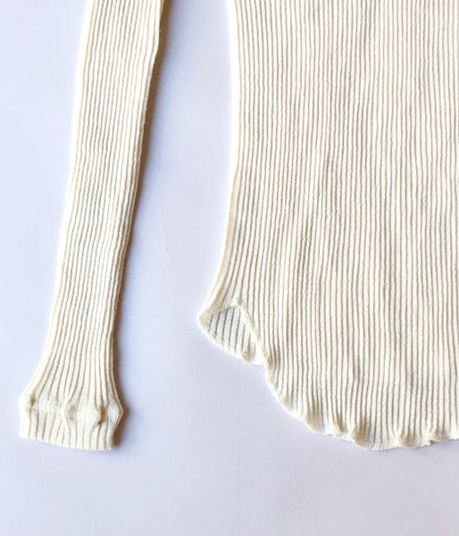 FUMIKA_UCHIDA/WOOL/SILK_NEEDLE DRAWING CREW-NECK(O.WHITE)