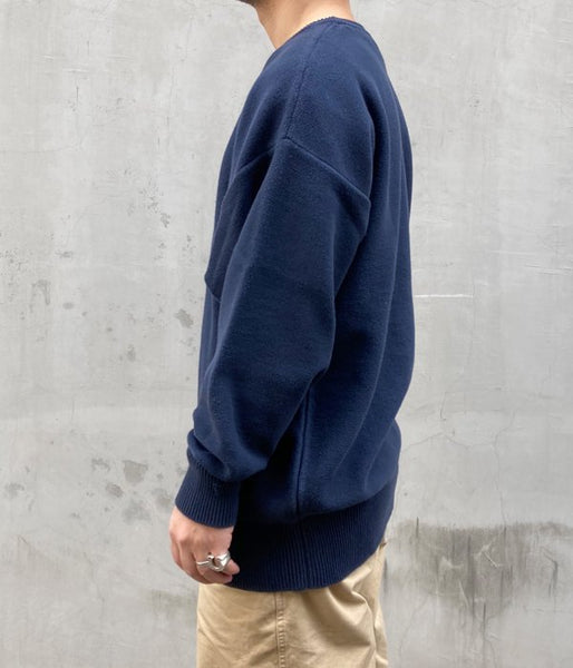 DESCENDANT/JEU CREW NECK KNIT (NAVY)