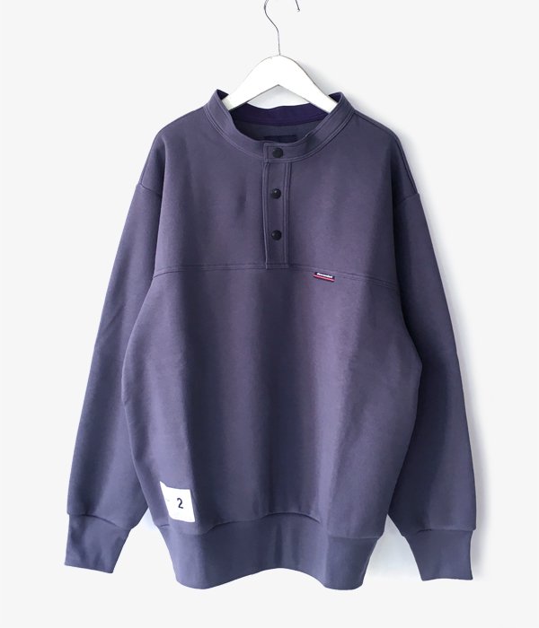 DESCENDANT◇VOIL HENLEY NECK SWEATSHIRT/スウェット/2/コットン/NVY