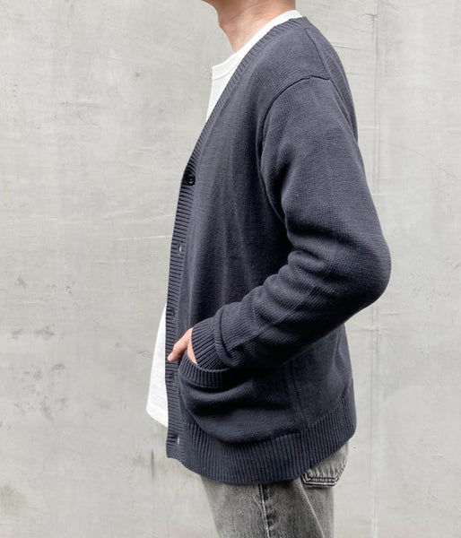 MHL./ROUGH COTTON CARDIGAN (GRAY)