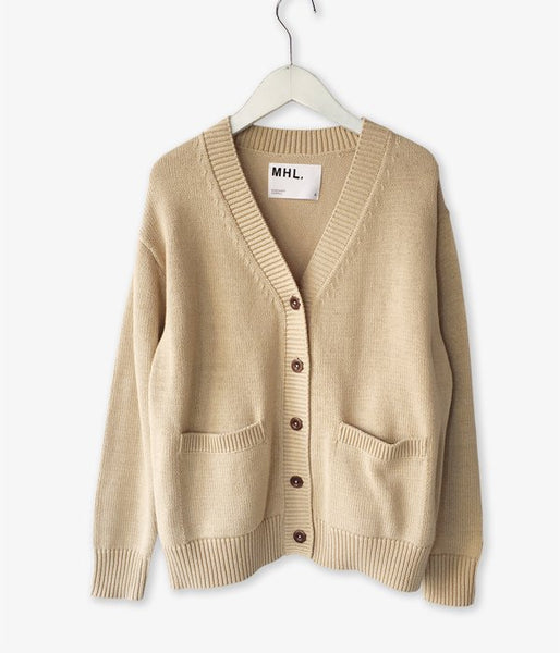 MHL./ROUGH COTTON CARDIGAN (BEIGE)