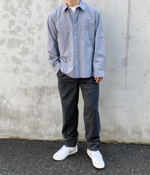 MHL./TINY GINGHAM COTTON SHIRT (BLUE)