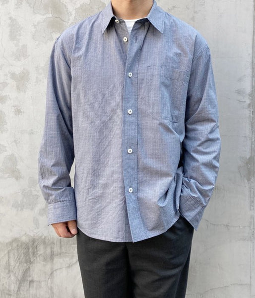 MHL./TINY GINGHAM COTTON SHIRT (BLUE)