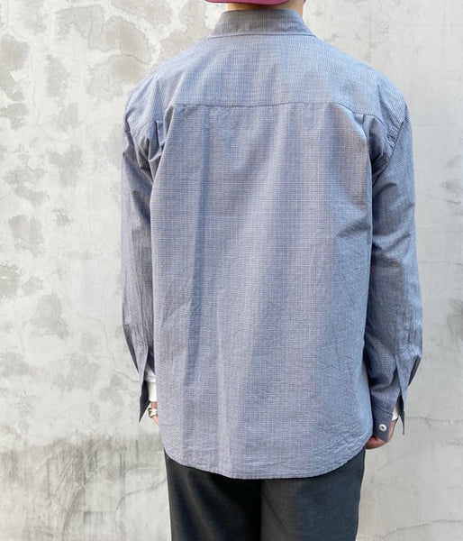 MHL./TINY GINGHAM COTTON SHIRT (BLUE)