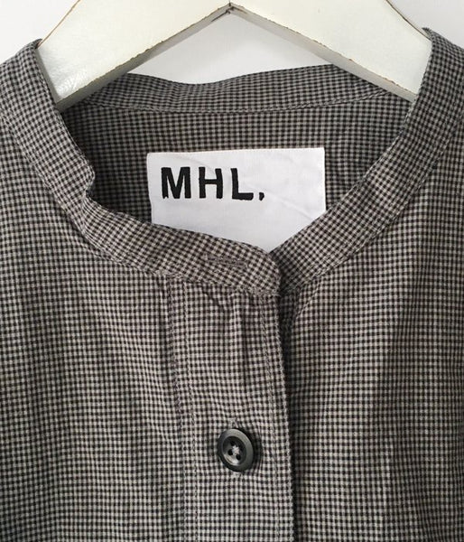MHL./TINY GINGHAM COTTON P/O SHIRT WOMENS (NAVY)