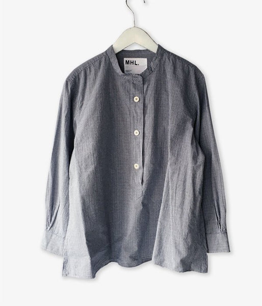 MHL./TINY GINGHAM COTTON P/O SHIRT WOMENS (BLUE)