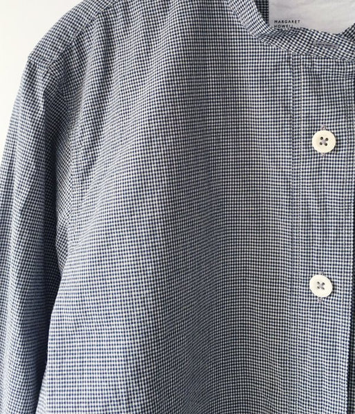 MHL./TINY GINGHAM COTTON P/O SHIRT WOMENS (BLUE)
