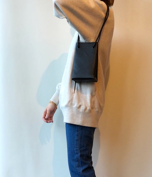 Aeta/PEBBLE GRAIN LEATHER SHOULDER TOTE XS(BLACK)