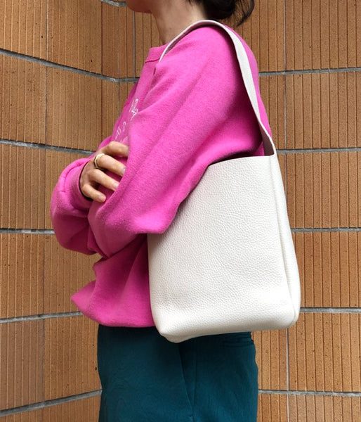 Aeta/PEBBLE GRAIN LEATHER SHOULDER XS(IVORY)