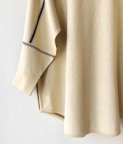 TAN/CHECKED & LINE BLOUSE(CREAM)