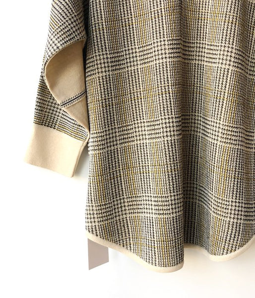 TAN/CHECKED & LINE BLOUSE(CREAM)