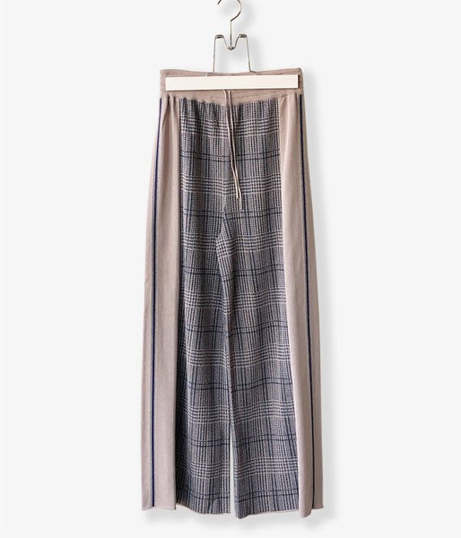 TAN/CHECKED & LINE PANTS(BLUE)