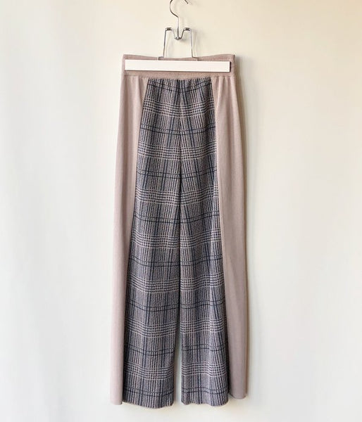 TAN/CHECKED & LINE PANTS(BLUE)
