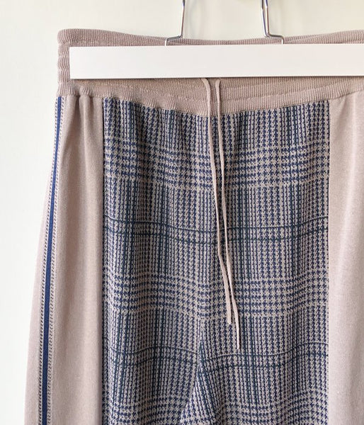 TAN/CHECKED & LINE PANTS(BLUE)