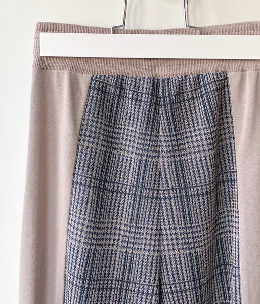 TAN/CHECKED & LINE PANTS(BLUE)