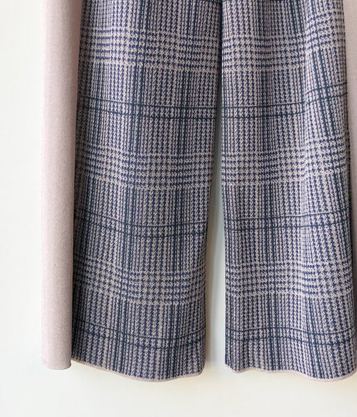 TAN/CHECKED & LINE PANTS(BLUE)