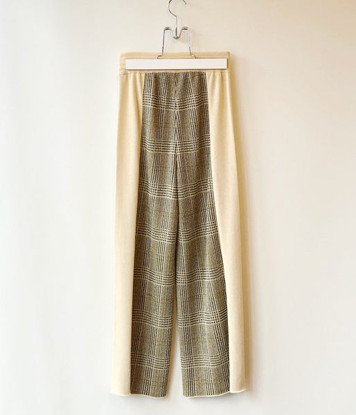 TAN/CHECKED & LINE PANTS(CREAM)