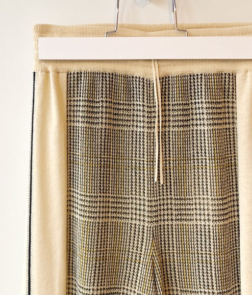 TAN/CHECKED & LINE PANTS(CREAM)