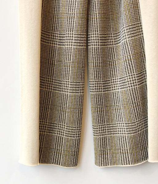 TAN/CHECKED & LINE PANTS(CREAM)