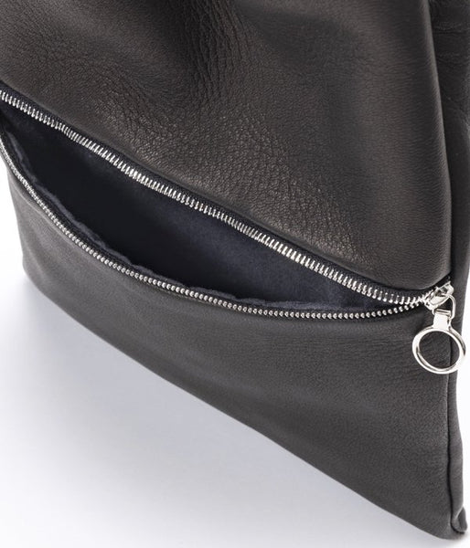 Aeta/DEER LEATHER SHOULDER M with ZIPPER(BLACK)