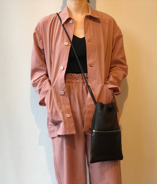 Aeta/DEER LEATHER SHOULDER M with ZIPPER(BLACK)
