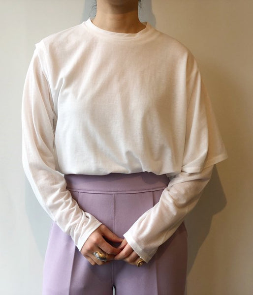 PHEENY/COTTON NYLON SEER LAYERED TEE(WHITE)