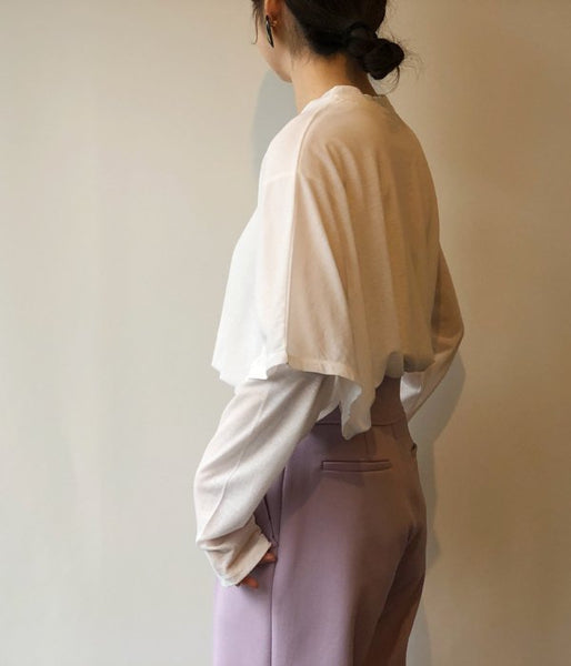 PHEENY/COTTON NYLON SEER LAYERED TEE(WHITE)