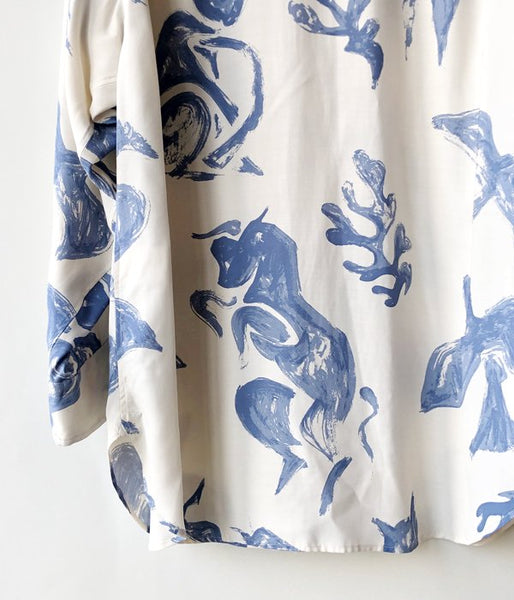 WRYHT/ONE-PIECE COLLAR BLOUSE(DRAWING/NATURAL)